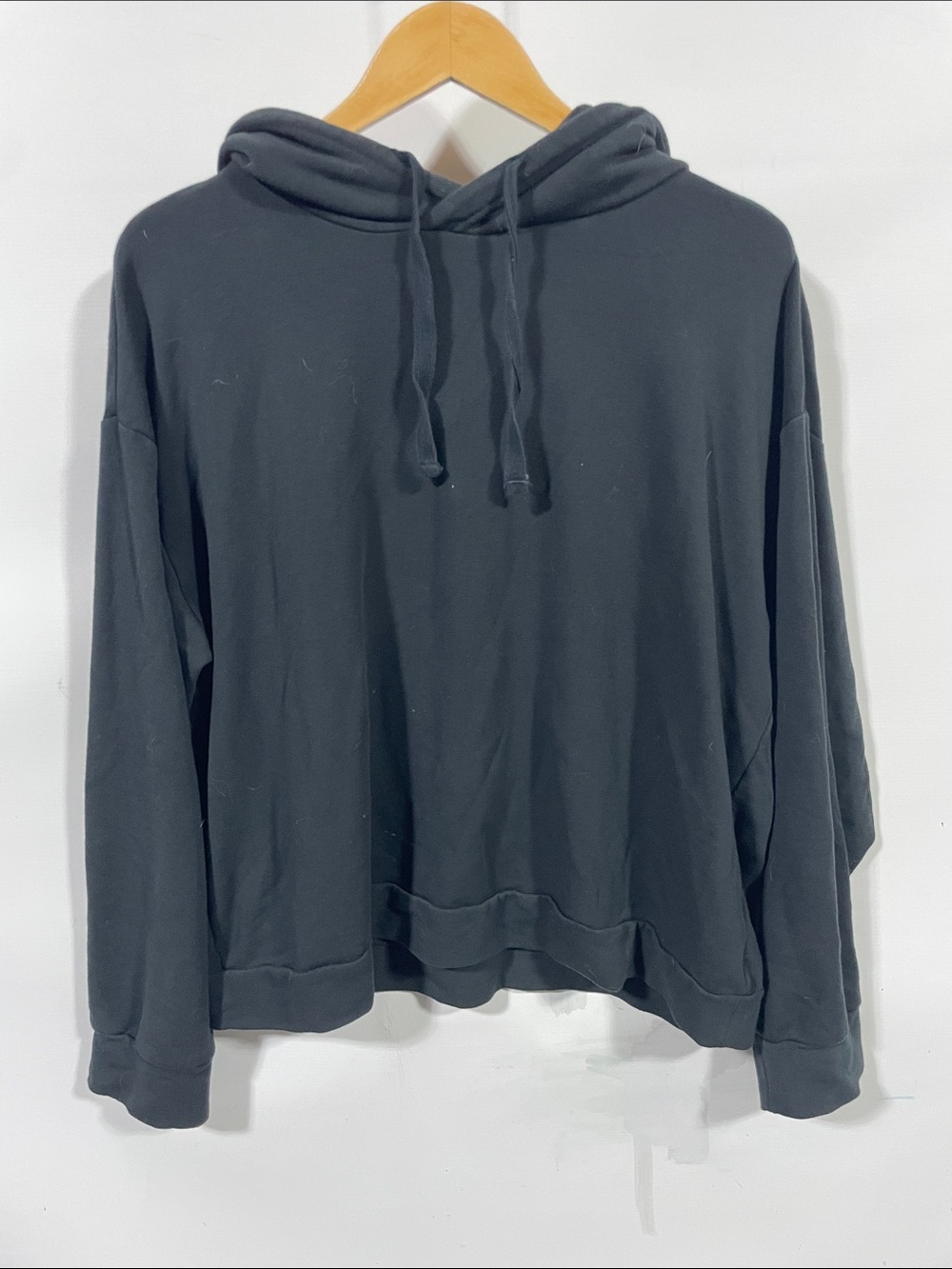 Quince Black Pullover Hoodie with Drawstring